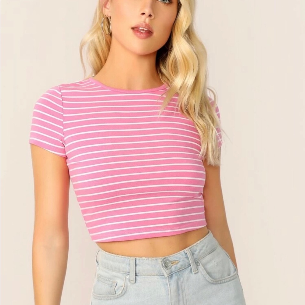 Striped crop tee